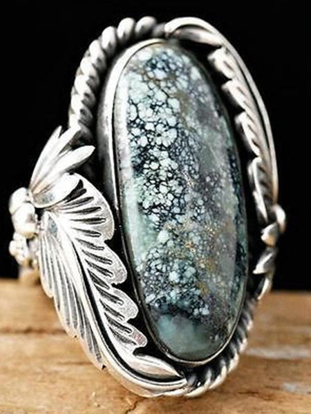 Vintage Natural Stone Boho Floral Rings