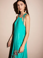 Load image into Gallery viewer, Bright COLOR Embroidered Flower Satin Bohemian Halter Dress