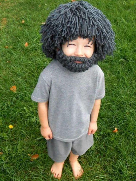 Autumn And Winter Hand-Knitted Mask Cap Wool Wig Hat