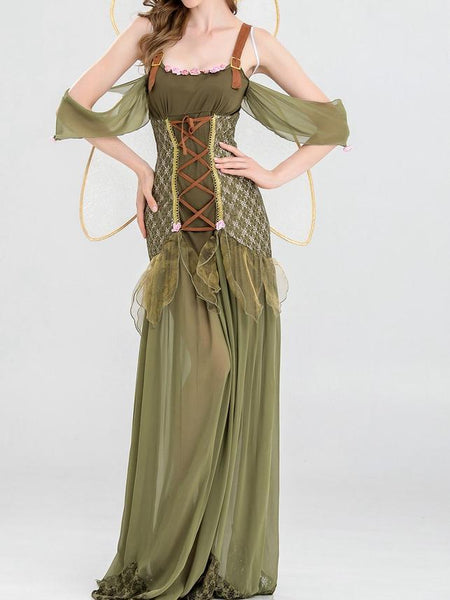 Green Halloween Cosplay Party Maxi Dress