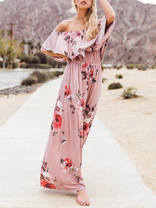 Floral Off Shoulder Ruffle Maxi Dress