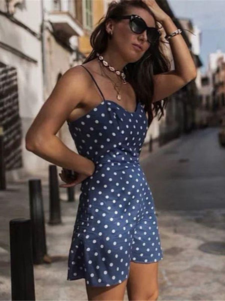 Summer Elegant Polka Dot Sling Mini Dress