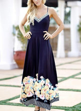 Load image into Gallery viewer, Flower Spaghetti Strap Backless Maxi Dress
