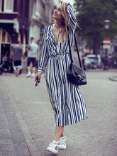 Load image into Gallery viewer, Stripe Long Sleeve Casual Maxi Dress