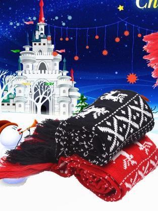 Autumn And Winter Couple Thickened Double-Sided Scarf Warm Christmas Snowflake Fawn Wool Scarf