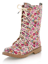 Load image into Gallery viewer, Women Floral Martin Low-heel Boots Shoes