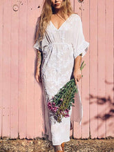 Load image into Gallery viewer, Embroidered V Neck Beach Maxi Dress