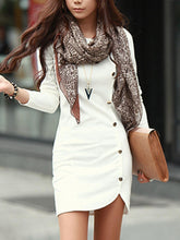 Load image into Gallery viewer, Round Neck Long Sleeve Autumn Bodycon Mini Dress