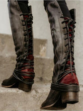 Load image into Gallery viewer, Women Chunky Tassels Bandage Knee High Boots