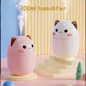 200ml Air Humidifier Cute Kawaiil Aroma Diffuser With Night Light Cool Mist For Bedroom Home Car Plants Purifier Humificador
