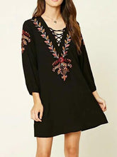 Load image into Gallery viewer, Fashion Inwrought Floral-Print Lace-up V Neck Bohemia Beach Dress