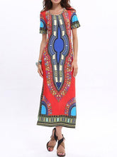 Load image into Gallery viewer, Beautiful Floral-Print Short Sleeve Round Neck Bohemia Lond Dress