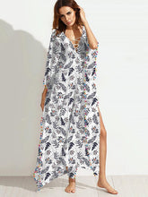 Load image into Gallery viewer, Fashion Tassel Floral-Printed Round Neck Short Sleeve Loose Kaftan Dress