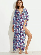 Load image into Gallery viewer, Fashion Tassel Floral-Printed Round Neck Short Sleeve Loose Kaftan Dress