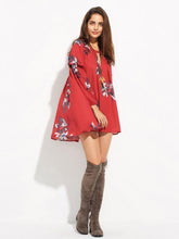 Load image into Gallery viewer, Chiffon Bohemia Floral Puff Sleeves V-neck Mini Dress