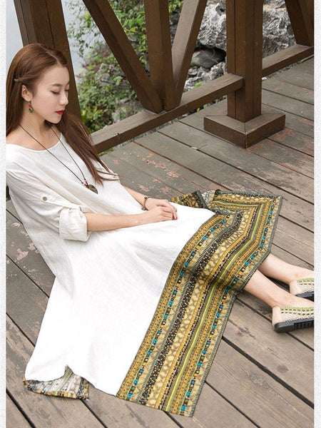 Autumn Asymmetric Retro Round-neck Half Sleeve Midi Dress