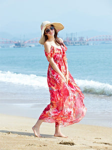 Beautiful Spaghetti-neck Floral Beach Maxi Dress