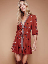 Load image into Gallery viewer, Bohemia Tasselled Embroidered V-neck Mini Dress