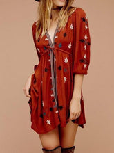 Load image into Gallery viewer, Bohemia Tasselled Embroidered V-neck Mini Dress