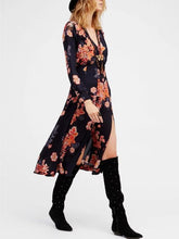 Load image into Gallery viewer, Bohemia Floral Split-side V-neck Maxi Dress