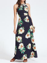 Load image into Gallery viewer, Bohemia Floral Halterneck Backless Sleeveless Maxi Dress