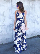 Load image into Gallery viewer, Floral Spaghetti-neck V-neck Backless Bohemia Maxi Dress