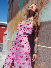 Load image into Gallery viewer, Floral Spaghetti-neck Split-front Backless V-neck Maxi Dress