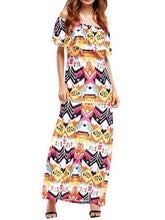 Load image into Gallery viewer, Bohemia Printed Falbala Off-the-shoulder Maxi Dress