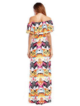 Load image into Gallery viewer, Bohemia Printed Falbala Off-the-shoulder Maxi Dress
