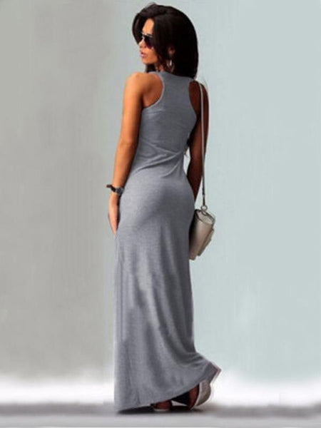 Cat Printed Straps Sleeveless Maxi Dress