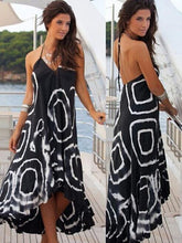 Load image into Gallery viewer, Printed Spaghetti-neck V-neck Backless Cropped Maxi Dress