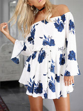 Load image into Gallery viewer, Floral Print Off-the-shoulder Ruffled Mini Dress