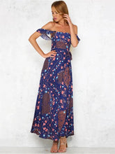 Load image into Gallery viewer, Floral Off-the-shoulder Split-side Bohemia Maxi Dress