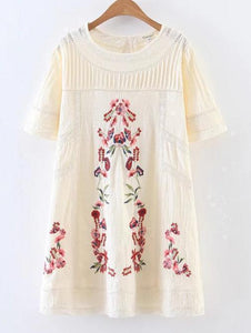 Split-joint Embroidered Mini Dress