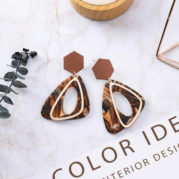Fashion Irregular Triangle Geometry Earrings for Women Girls Acetate Texture Acrylic Earrings Party Jewelry Gifts