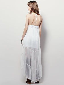 Halter Neck Embroidered Maxi Dress