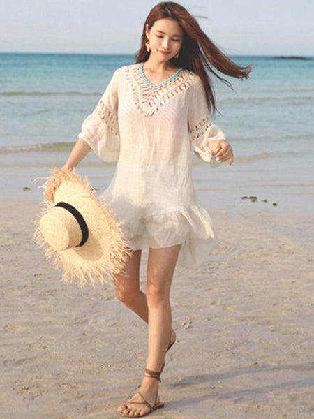 Pompoms Backless Cover-Ups Swimwear