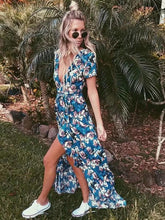Load image into Gallery viewer, Floral Split-side Bohemia Wrap Dress