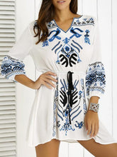 Load image into Gallery viewer, Bohemia Puff Sleeves Embroidered Mini Dress