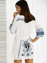 Load image into Gallery viewer, Bohemia Puff Sleeves Embroidered Mini Dress