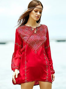 Embroidered Bohemia Mini Dress