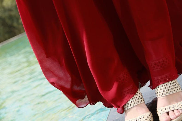 Elegant Solid Color Chiffon Short Sleeve Maxi Dress