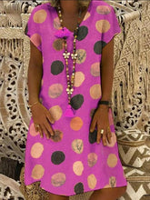Load image into Gallery viewer, Fashion Multicolor Polka Dot V-neck Spliced Midi Dress