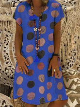Load image into Gallery viewer, Fashion Multicolor Polka Dot V-neck Spliced Midi Dress