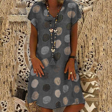 Load image into Gallery viewer, Fashion Multicolor Polka Dot V-neck Spliced Midi Dress