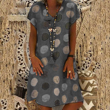 Load image into Gallery viewer, Fashion Multicolor Polka Dot V-neck Spliced Midi Dress