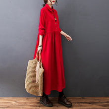 Load image into Gallery viewer, New Autumn Winter Women Dress Vintage Solid Corduroy Casual Loose Fashion  Long Sleeve Office Elegant Ladies Dresses Girl