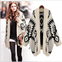 Load image into Gallery viewer, Medium length diamond jacquard cardigan sweater coat