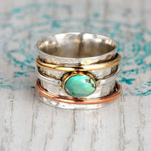 Load image into Gallery viewer, Vintage turquoise plated tricolor rings for men and women