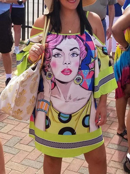 Boho Floral Print Off Shoulder Spaghetti Strap Beach Midi Dress